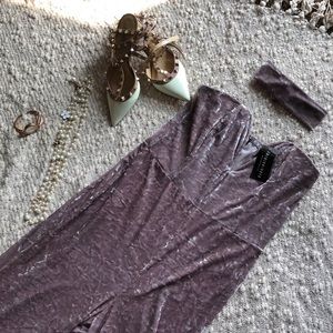 Long tube beige velvet jumpsuit